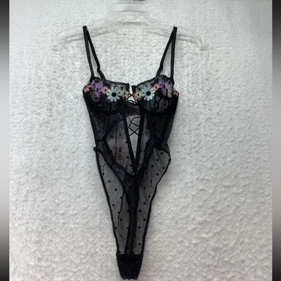 Savage X Fenty Black Floral Lace Lingerie NWT - Picture 1 of 5